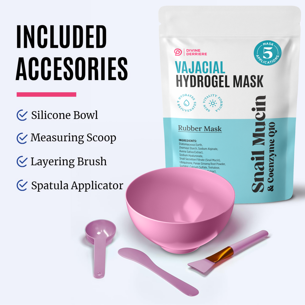 Snail Mucin Vajacial Kit with included bowl, scoop, brush and spatula
